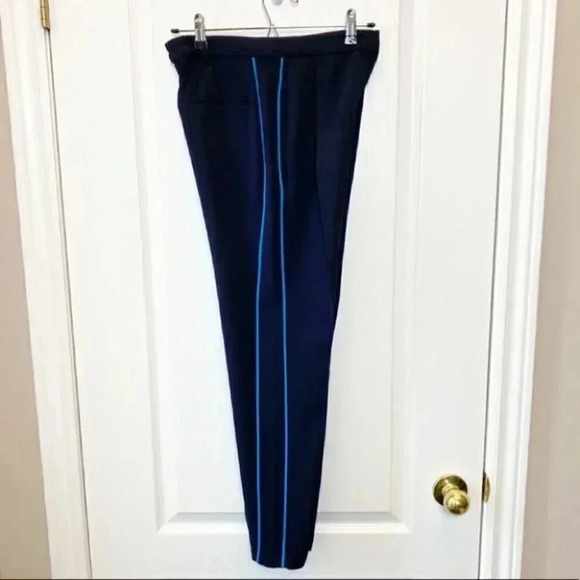 Topshop Trousers Relaxed Fit Pleated Pants Navy Blue Side Stripe Size 4 NWOT - Picture 10 of 13